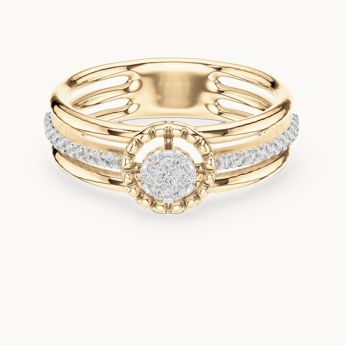 Round cut lab-grown diamond half eternity band, 0.19 CT TW, 29 stones, in solid gold (style L06-0060)