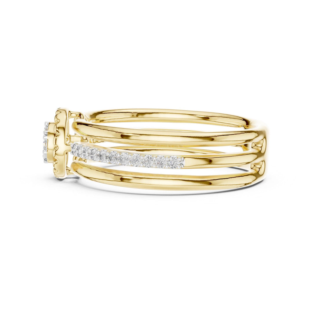 Round Cut Lab Grown Diamond Half Eternity Band, 0.19ct Total, Solid Gold