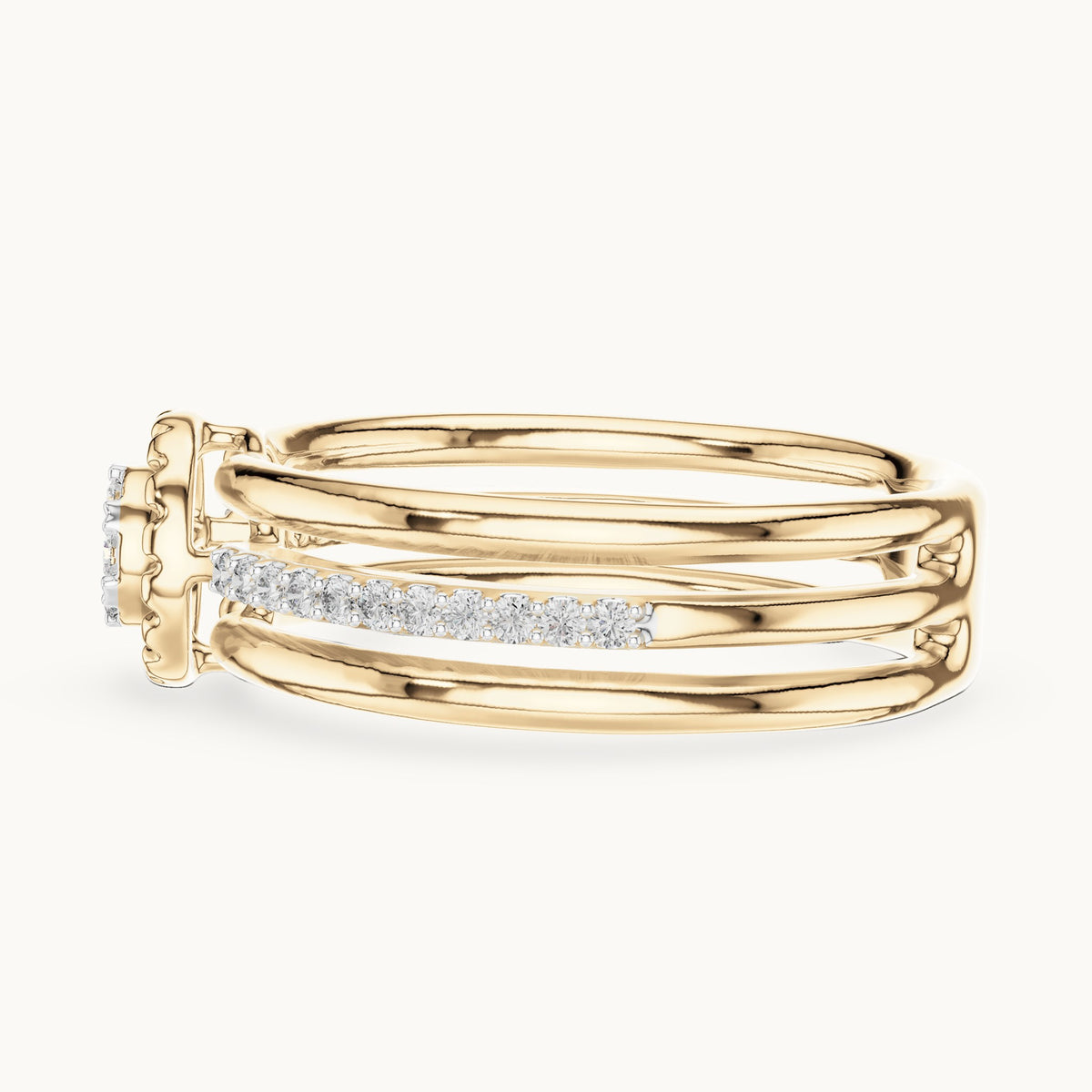 Round cut lab-grown diamond half eternity band, 0.19 CT TW, solid gold, view 3