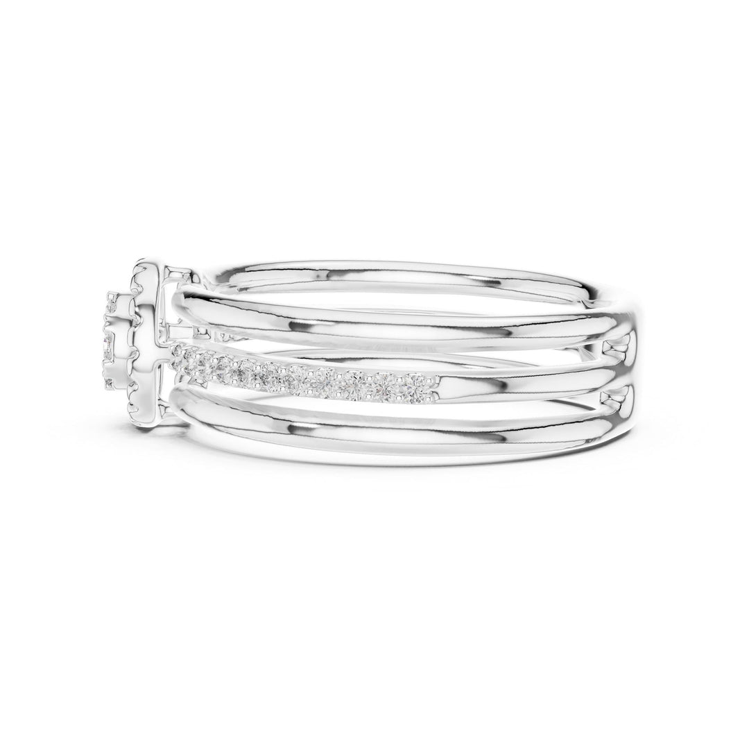 Round Cut Lab Grown Diamond Half Eternity Band, 0.19ct Total, Solid Gold