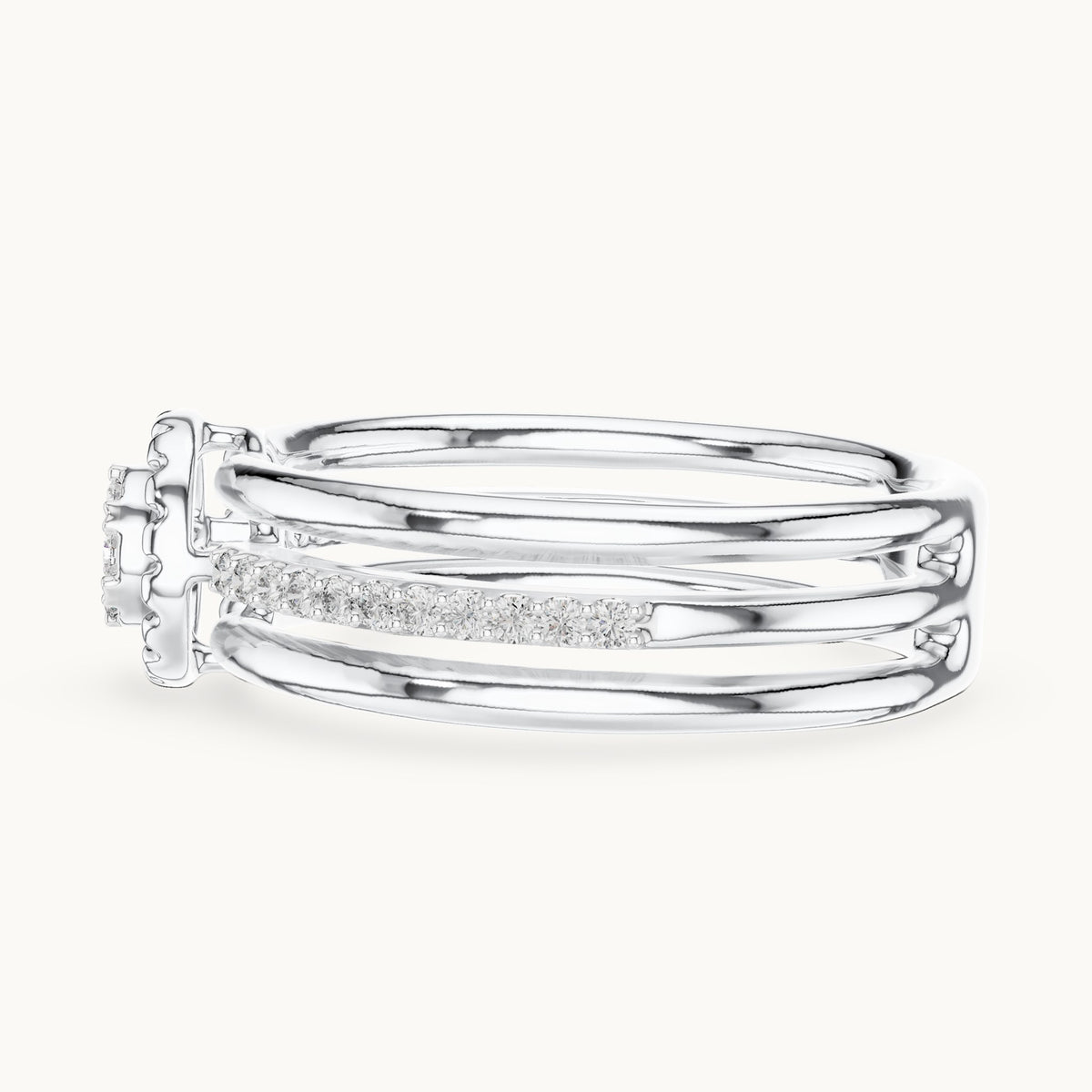 Round cut lab-grown diamond half eternity band, 0.19 CT TW, solid gold, view 5