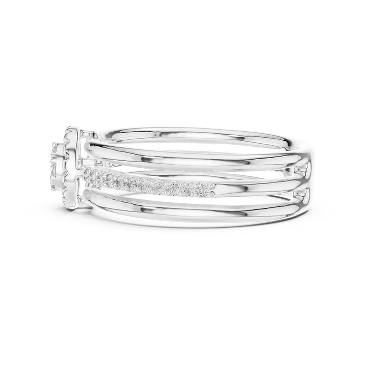 Round Cut Lab Grown Diamond Half Eternity Band, 0.19ct Total, Solid Gold