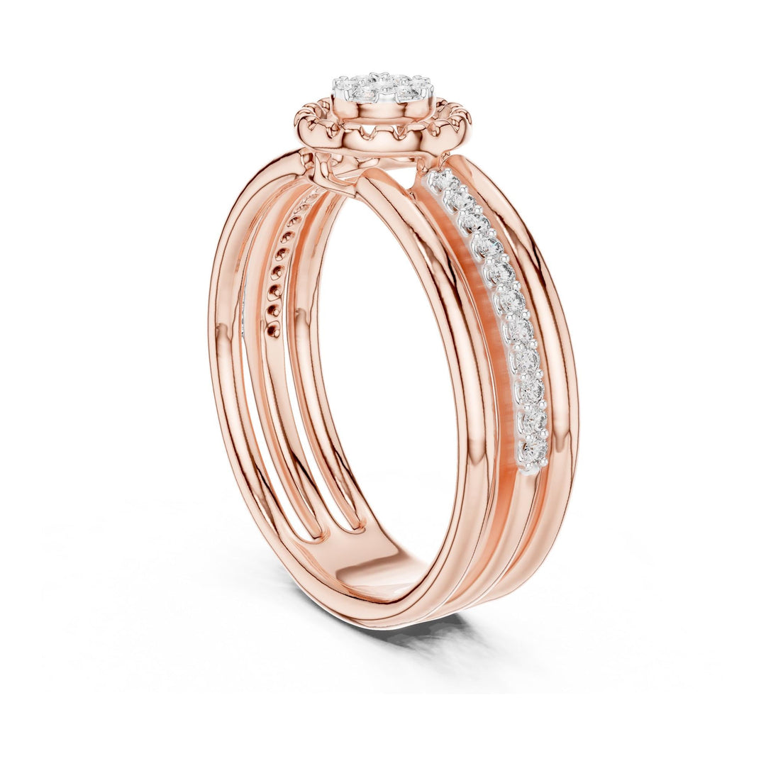 Round Cut Lab Grown Diamond Half Eternity Band, 0.19ct Total, Solid Gold