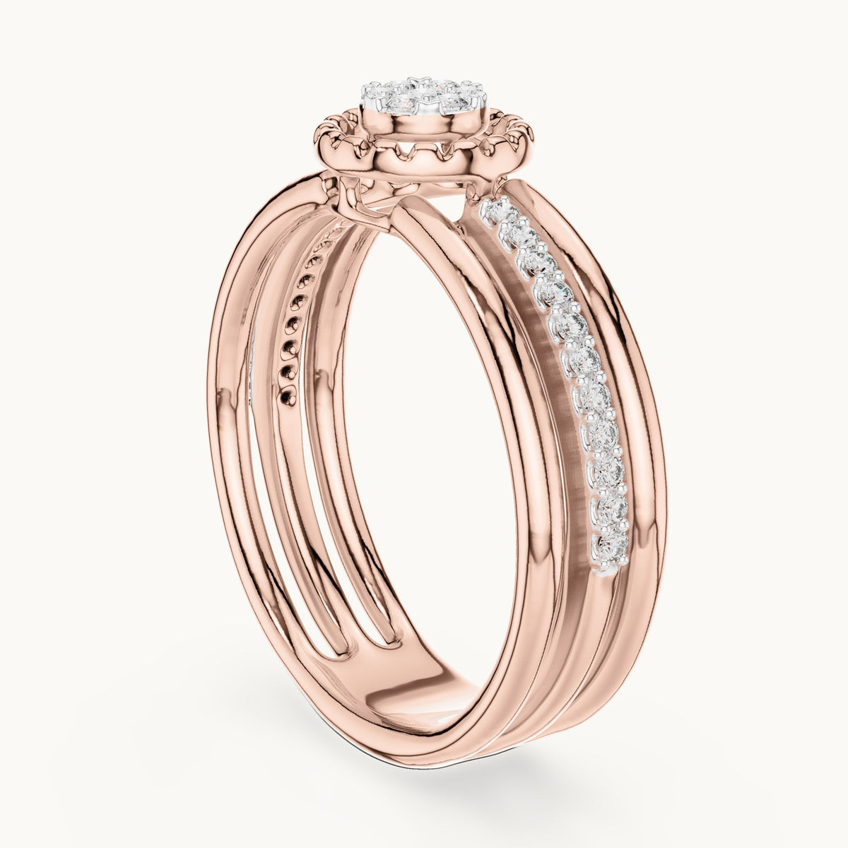Round cut lab-grown diamond half eternity band, 0.19 CT TW, solid gold, view 7