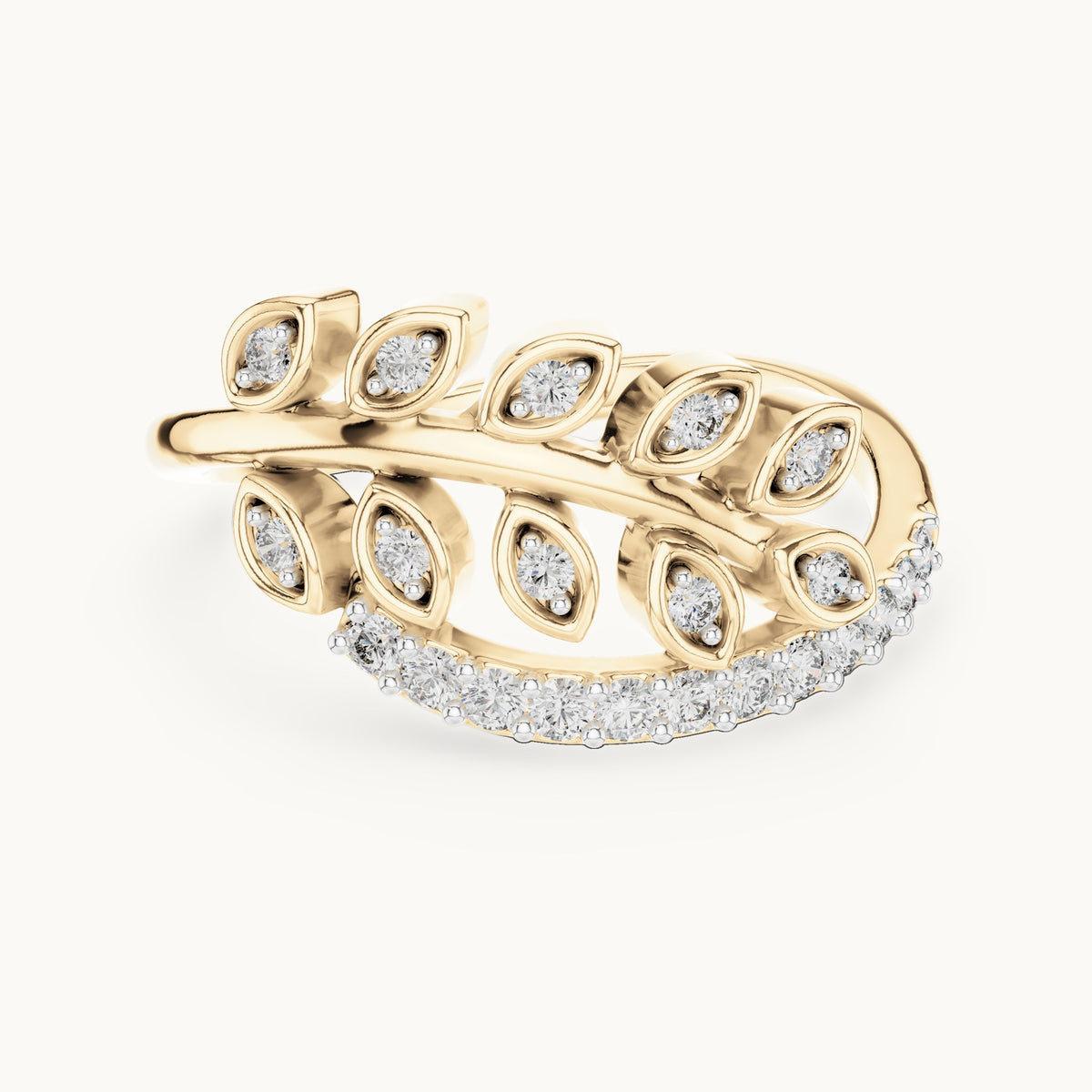 Round cut lab-grown diamond half eternity band in 14K yellow gold, 0.27 CT TW, view 1