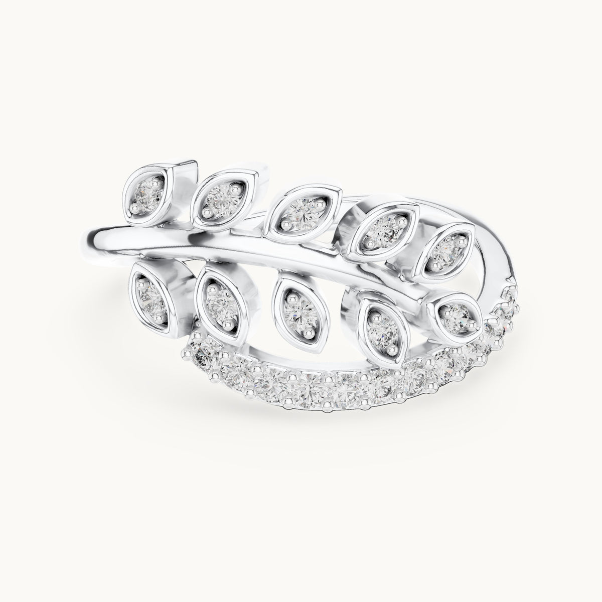 Round cut lab-grown diamond half eternity band in 14K white gold, 0.27 CT TW, view 3