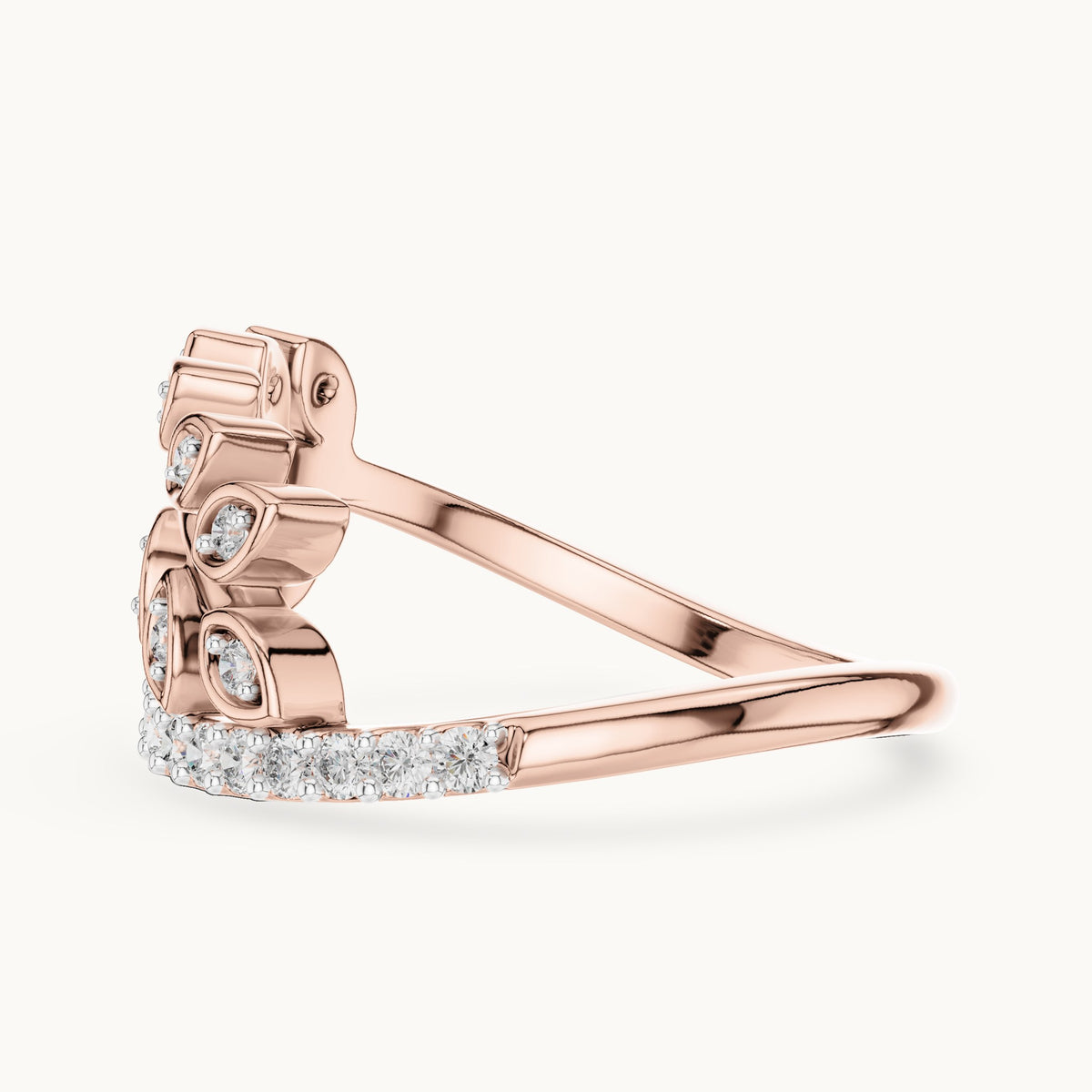 Round cut lab-grown diamond half eternity band in 14K rose gold, 0.27 CT TW, view 2