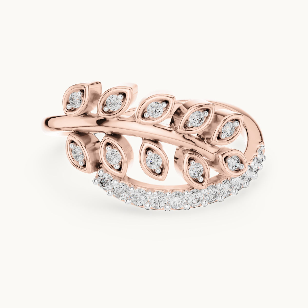 Round cut lab-grown diamond half eternity band in 14K rose gold, 0.27 CT TW, view 3