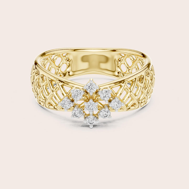 Round Cut Lab Grown Diamond Cluster Ring, 0.11ct Total, Solid Gold