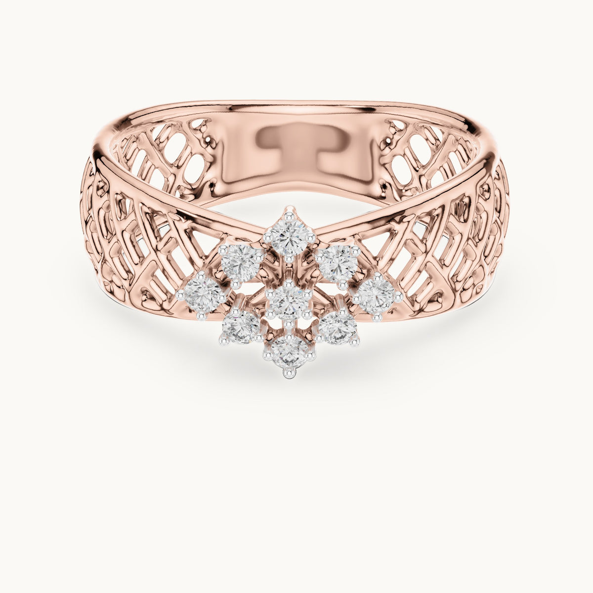 Round Cut Lab Grown Diamond Cluster Ring, 0.11ct Total, Solid Gold