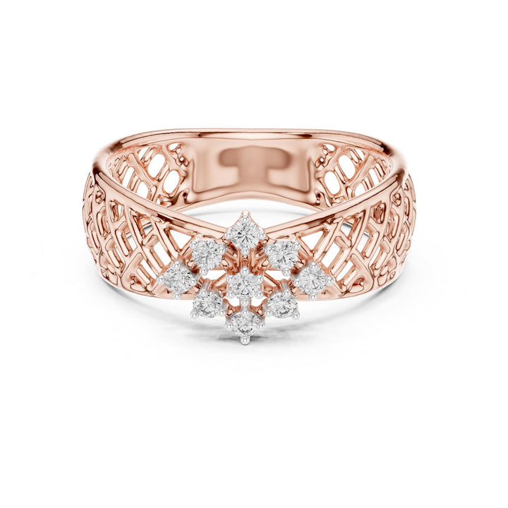 Round Cut Lab Grown Diamond Cluster Ring, 0.11ct Total, Solid Gold