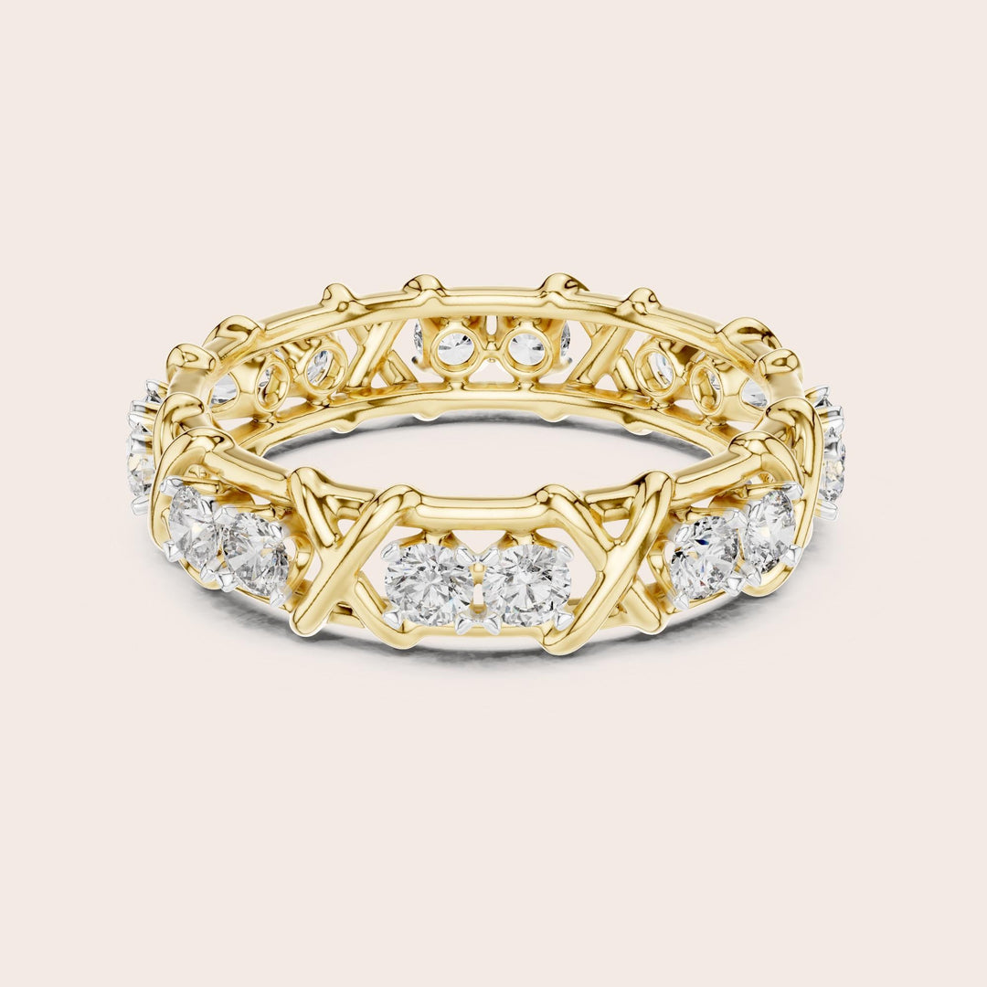 Round Cut Lab Grown Diamond Full Eternity Band, 1.04ct Total, Solid Gold