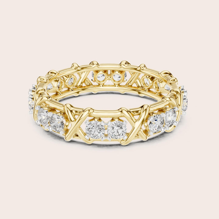 Round Cut Lab Grown Diamond Full Eternity Band, 1.04ct Total, Solid Gold