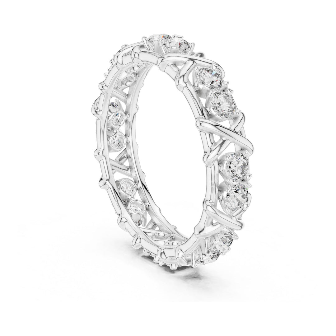 Round Cut Lab Grown Diamond Full Eternity Band, 1.04ct Total, Solid Gold