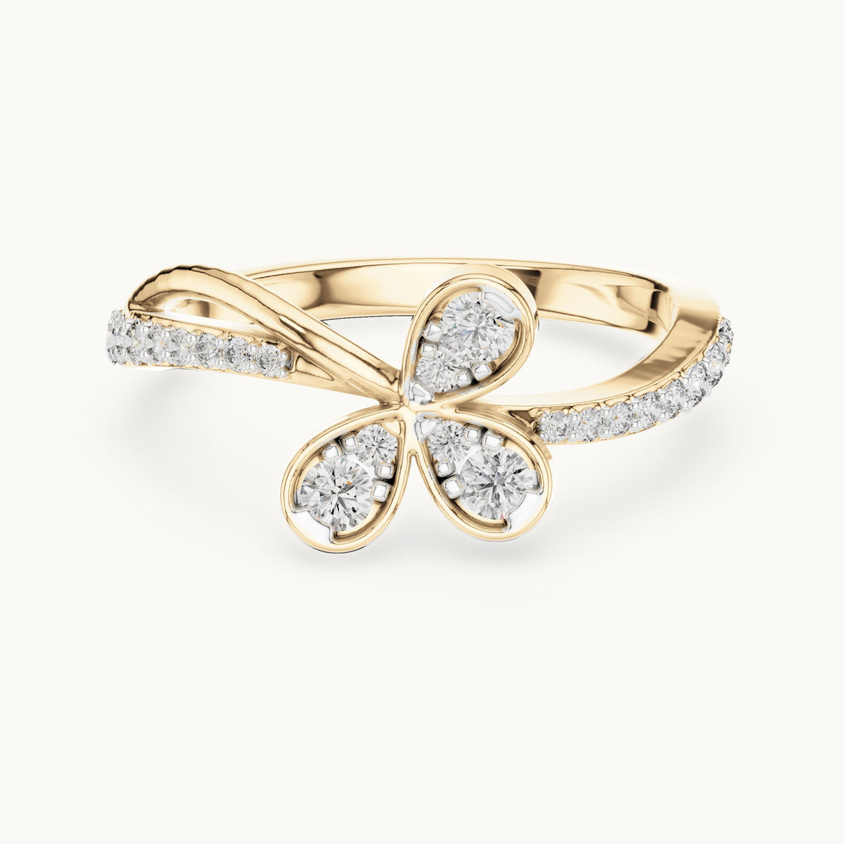 Round cut lab-grown diamond half eternity band, 0.35 CT TW, 22 stones, in solid gold (style L06-0067)