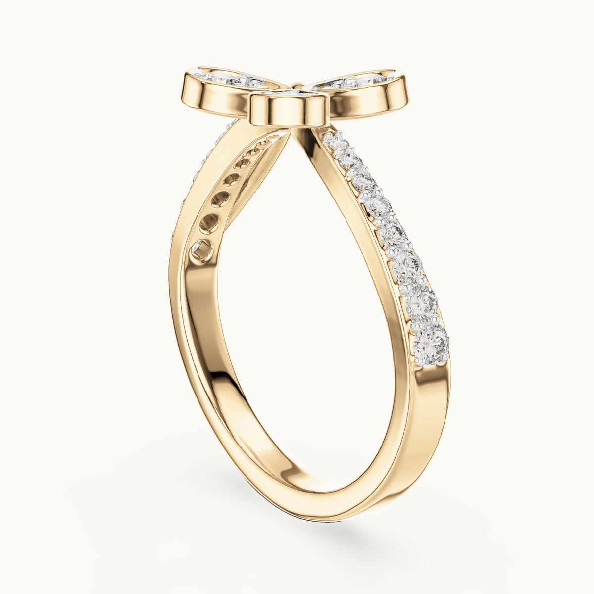 Round cut lab-grown diamond half eternity band, 0.35 CT TW, solid gold, view 2