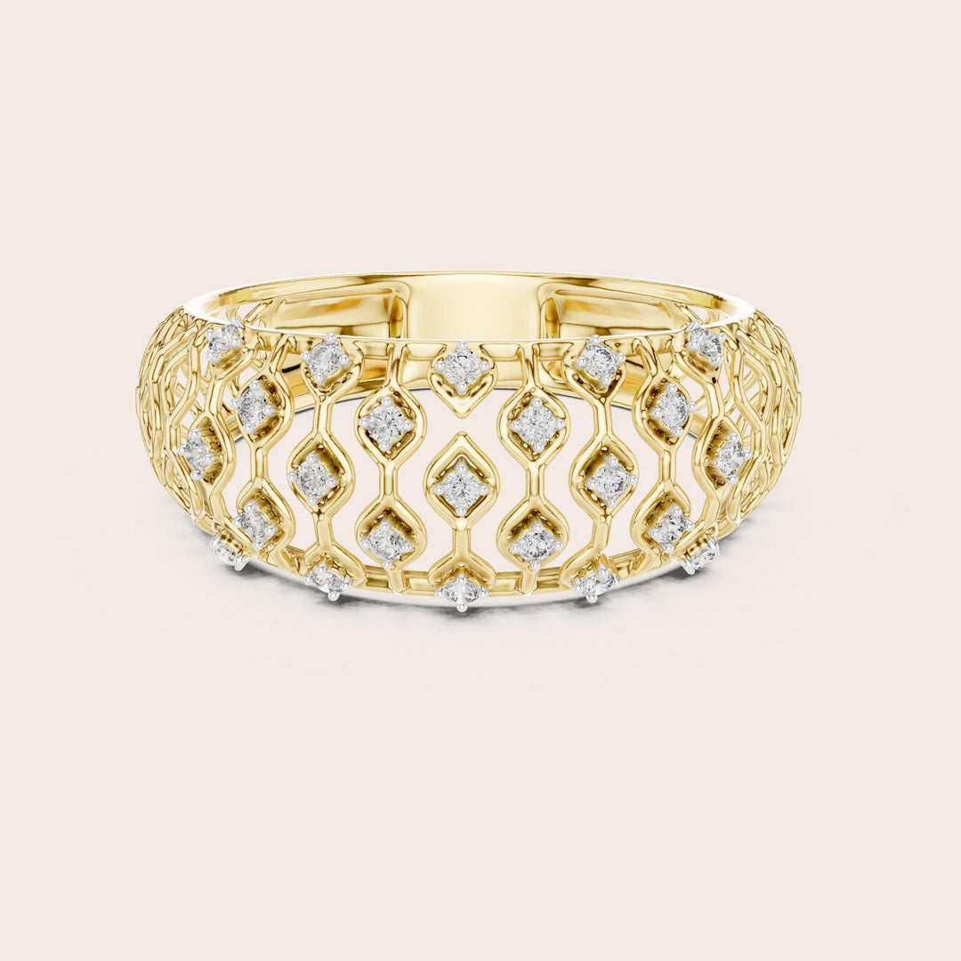Round Cut Lab Grown Diamond Half Eternity Band, 0.14ct Total, Solid Gold