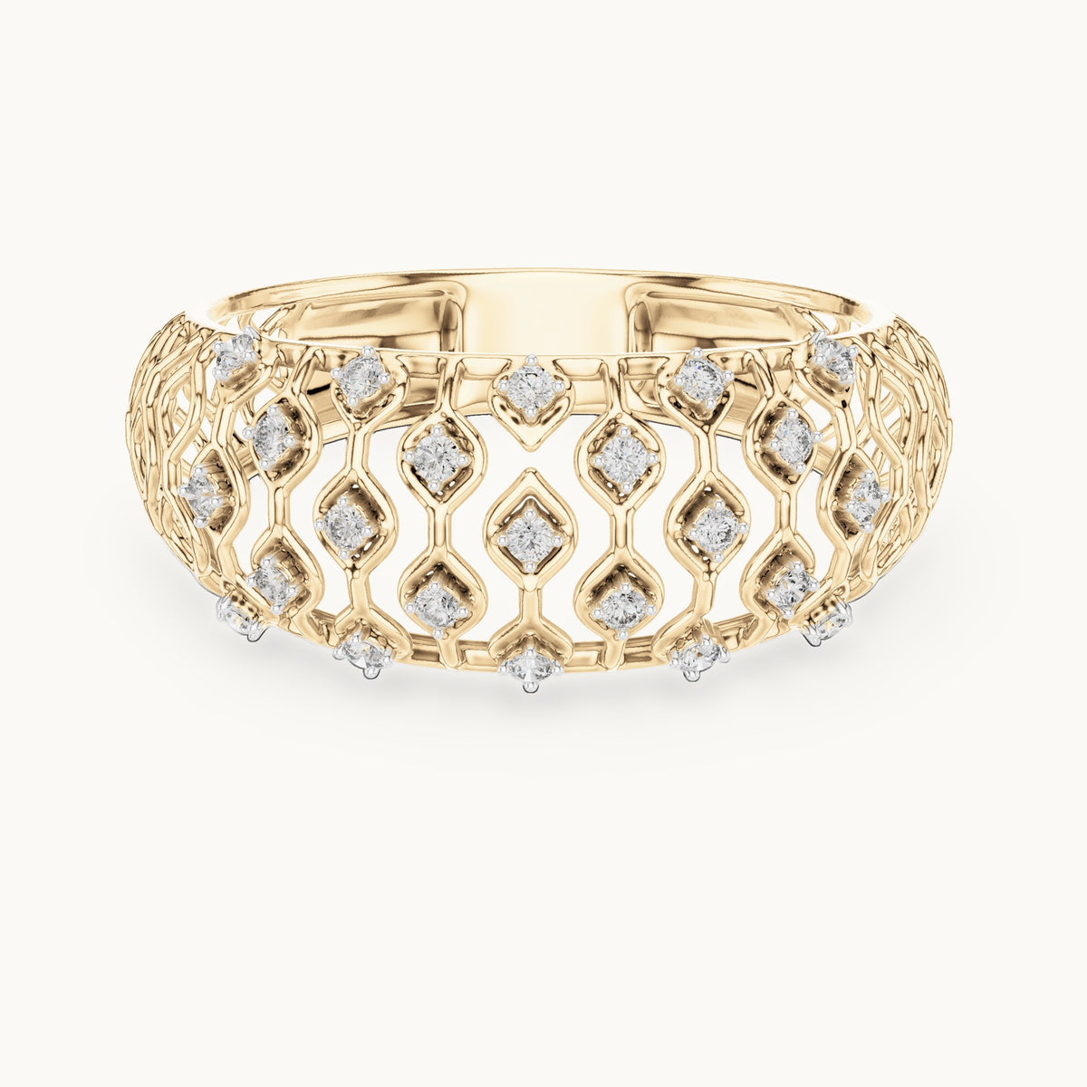 Round cut lab-grown diamond half eternity band, 0.14 CT TW, 23 stones, in solid gold (style L06-0068)