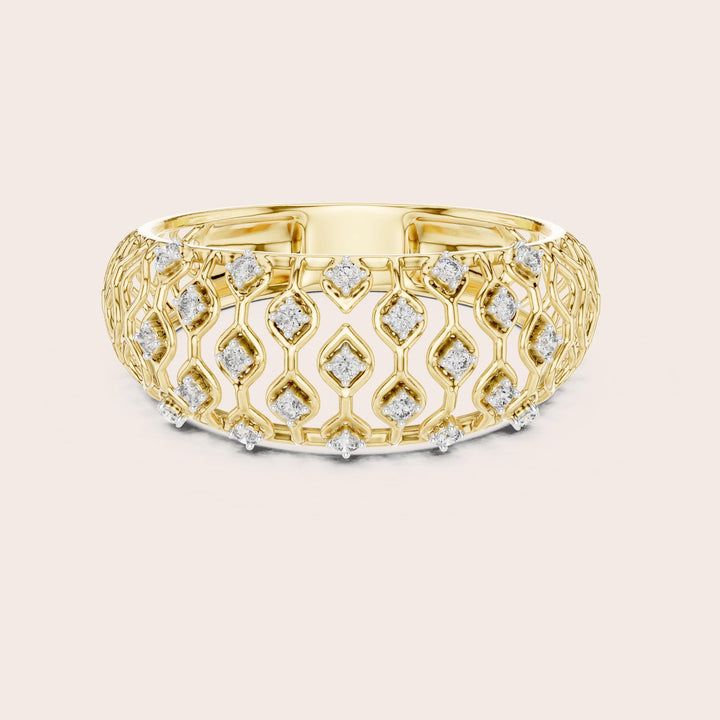 Round Cut Lab Grown Diamond Half Eternity Band, 0.14ct Total, Solid Gold