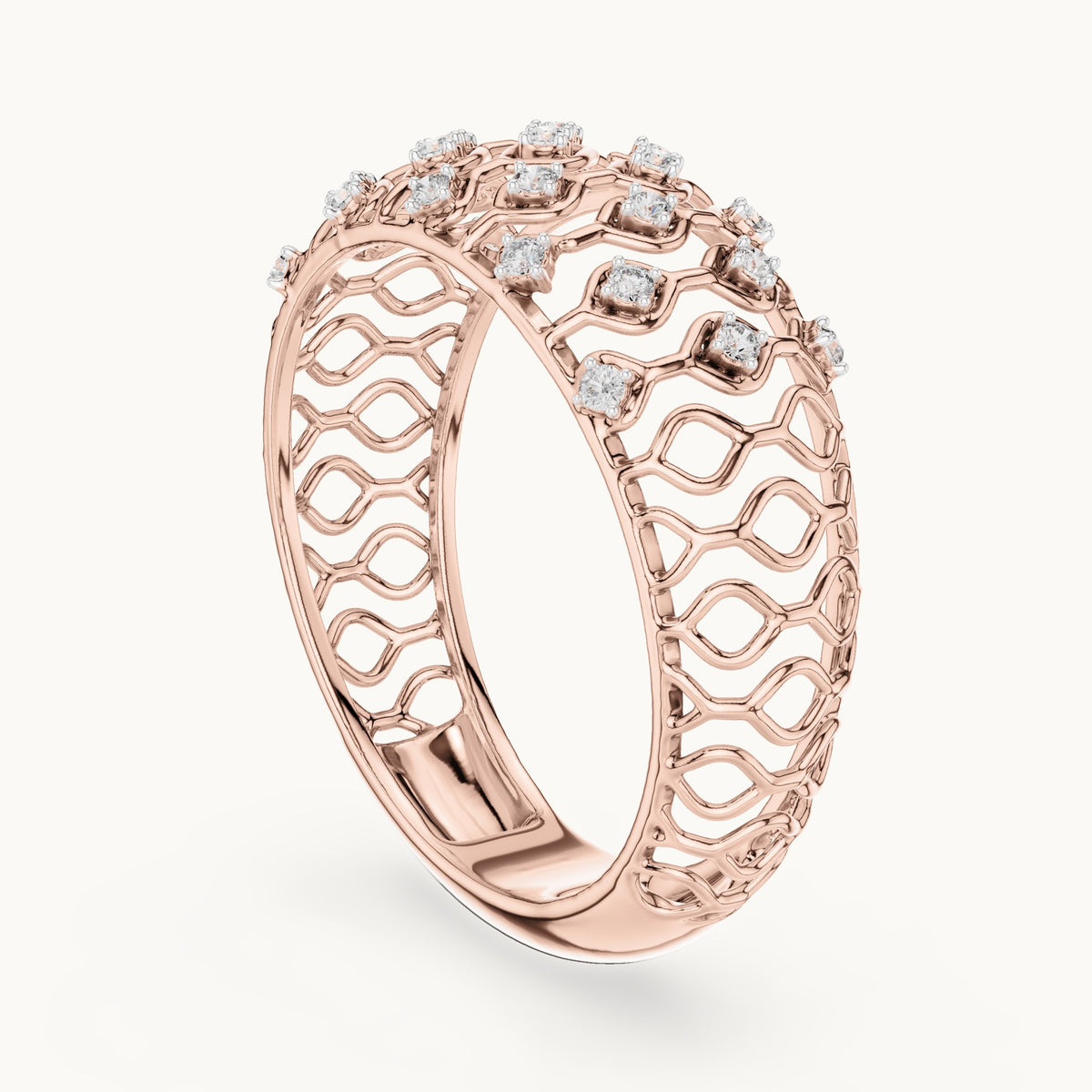 Round cut lab-grown diamond half eternity band, 0.14 CT TW, solid gold, view 7