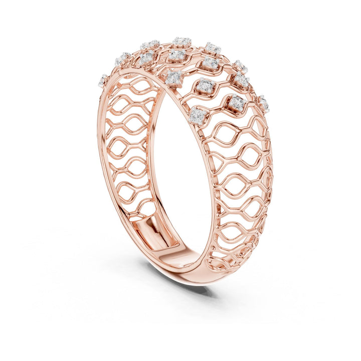 Round Cut Lab Grown Diamond Half Eternity Band, 0.14ct Total, Solid Gold