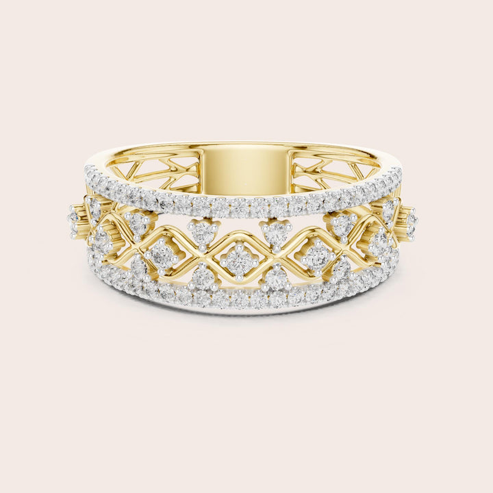 Round Cut Lab Grown Diamond Half Eternity Band, 0.47ct Total, Solid Gold