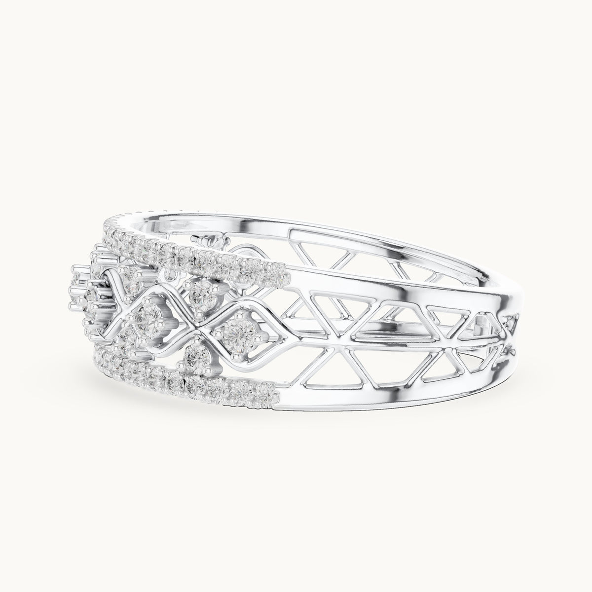 Round cut lab-grown diamond half eternity band in 14K white gold, 0.47 CT TW, view 2