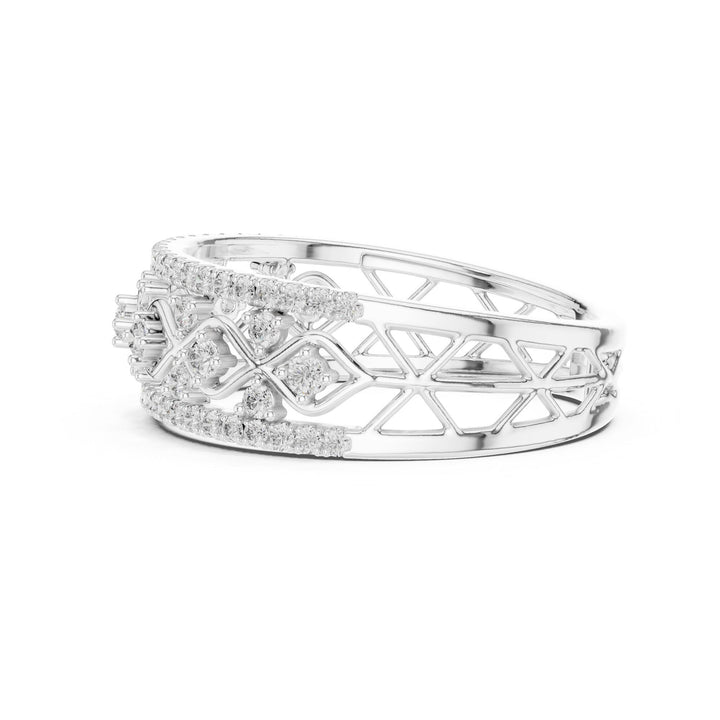 Round Cut Lab Grown Diamond Half Eternity Band, 0.47ct Total, Solid Gold