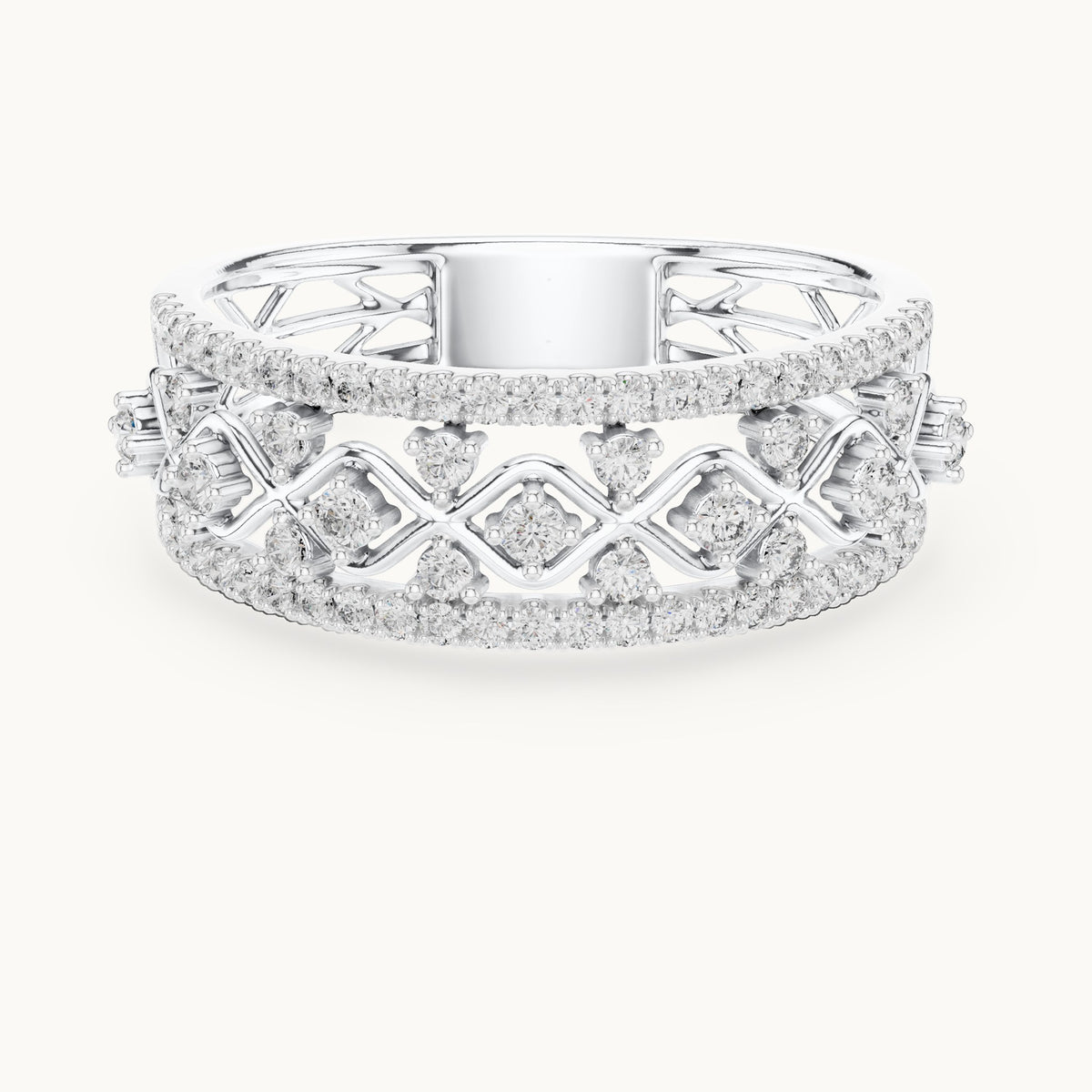 Round cut lab-grown diamond half eternity band in 14K white gold, 0.47 CT TW, view 3