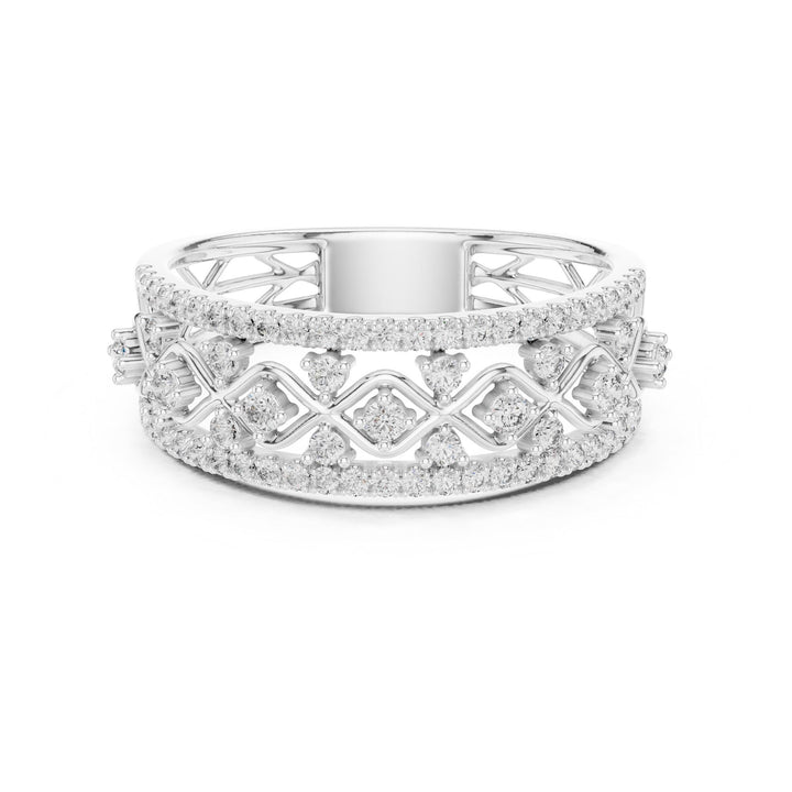 Round Cut Lab Grown Diamond Half Eternity Band, 0.47ct Total, Solid Gold