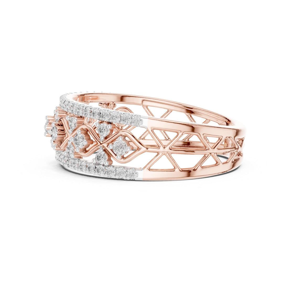 Round Cut Lab Grown Diamond Half Eternity Band, 0.47ct Total, Solid Gold