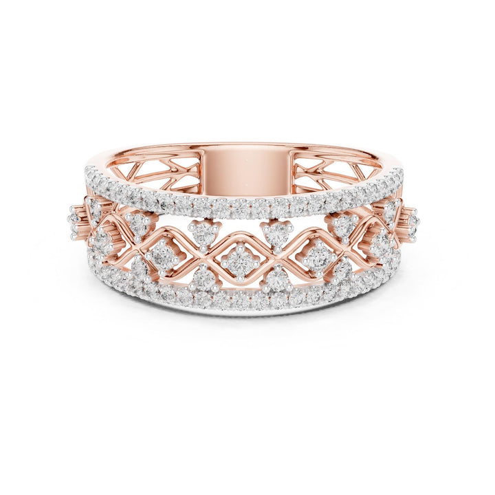 Round Cut Lab Grown Diamond Half Eternity Band, 0.47ct Total, Solid Gold