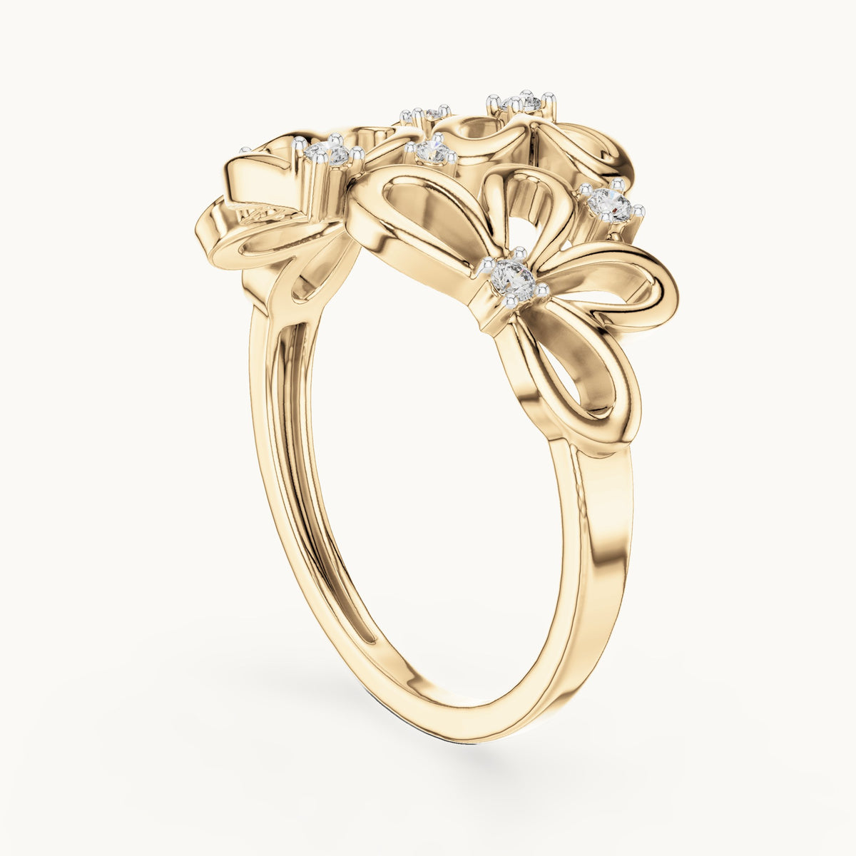 Round cut lab-grown diamond half eternity band in 14K yellow gold, 0.09 CT TW, view 2