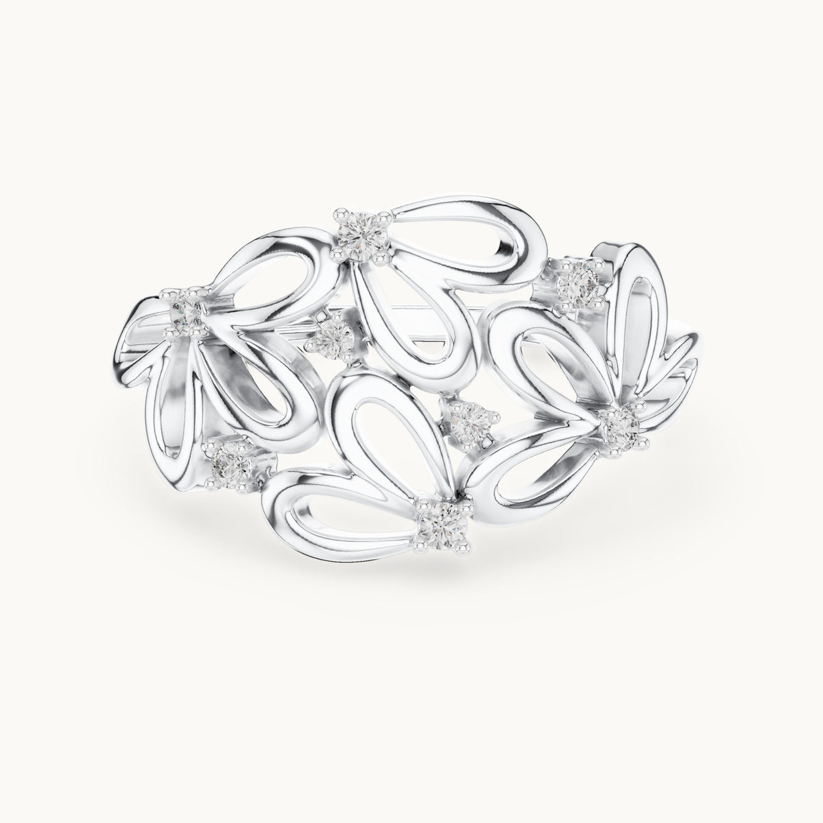 Round cut lab-grown diamond half eternity band in 14K white gold, 0.09 CT TW, view 3