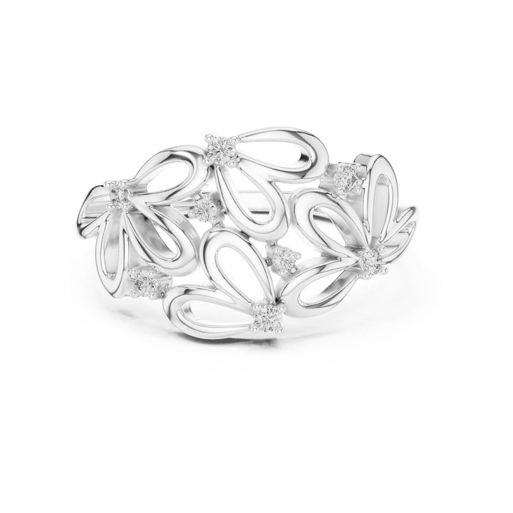 Round Cut Lab Grown Diamond Half Eternity Band, 0.09ct Total, Solid Gold