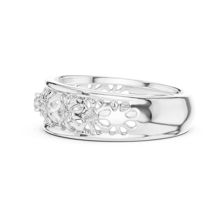 Round Cut Lab Grown Diamond Half Eternity Band, 0.08ct Total, Solid Gold