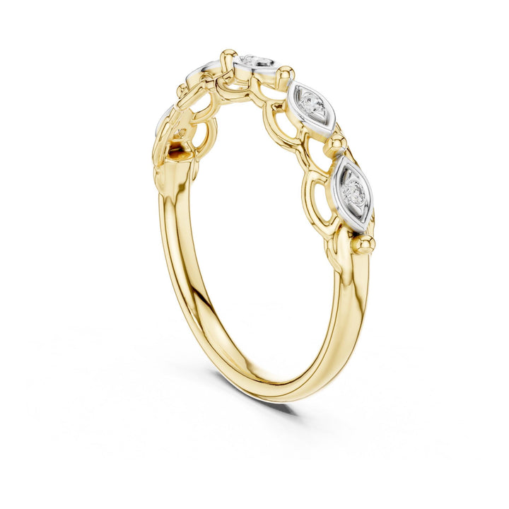 Round Cut Lab Grown Diamond Half Eternity Band, 0.06ct Total, Solid Gold