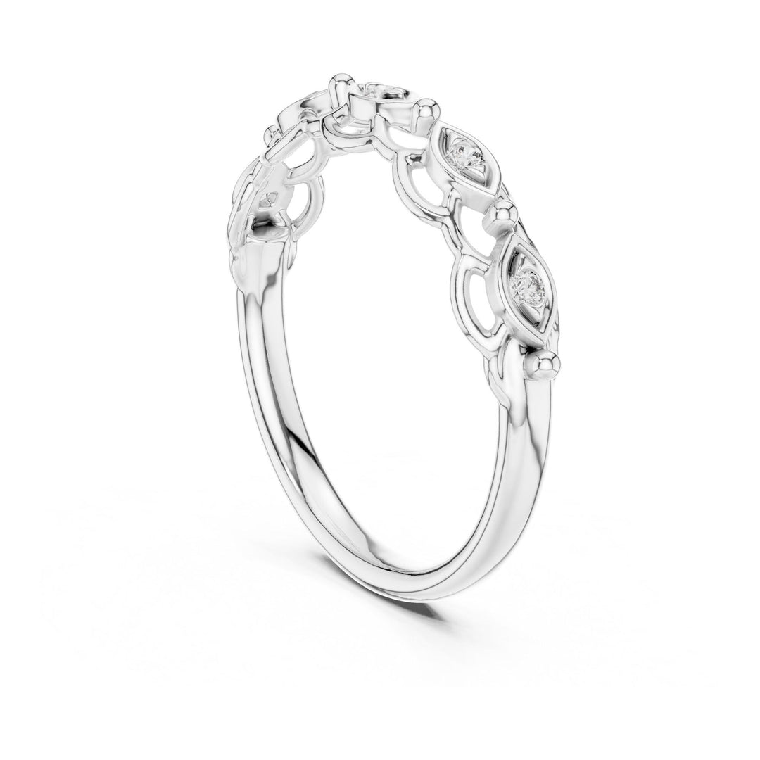 Round Cut Lab Grown Diamond Half Eternity Band, 0.06ct Total, Solid Gold