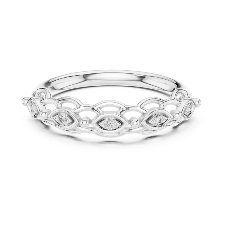 Round Cut Lab Grown Diamond Half Eternity Band, 0.06ct Total, Solid Gold