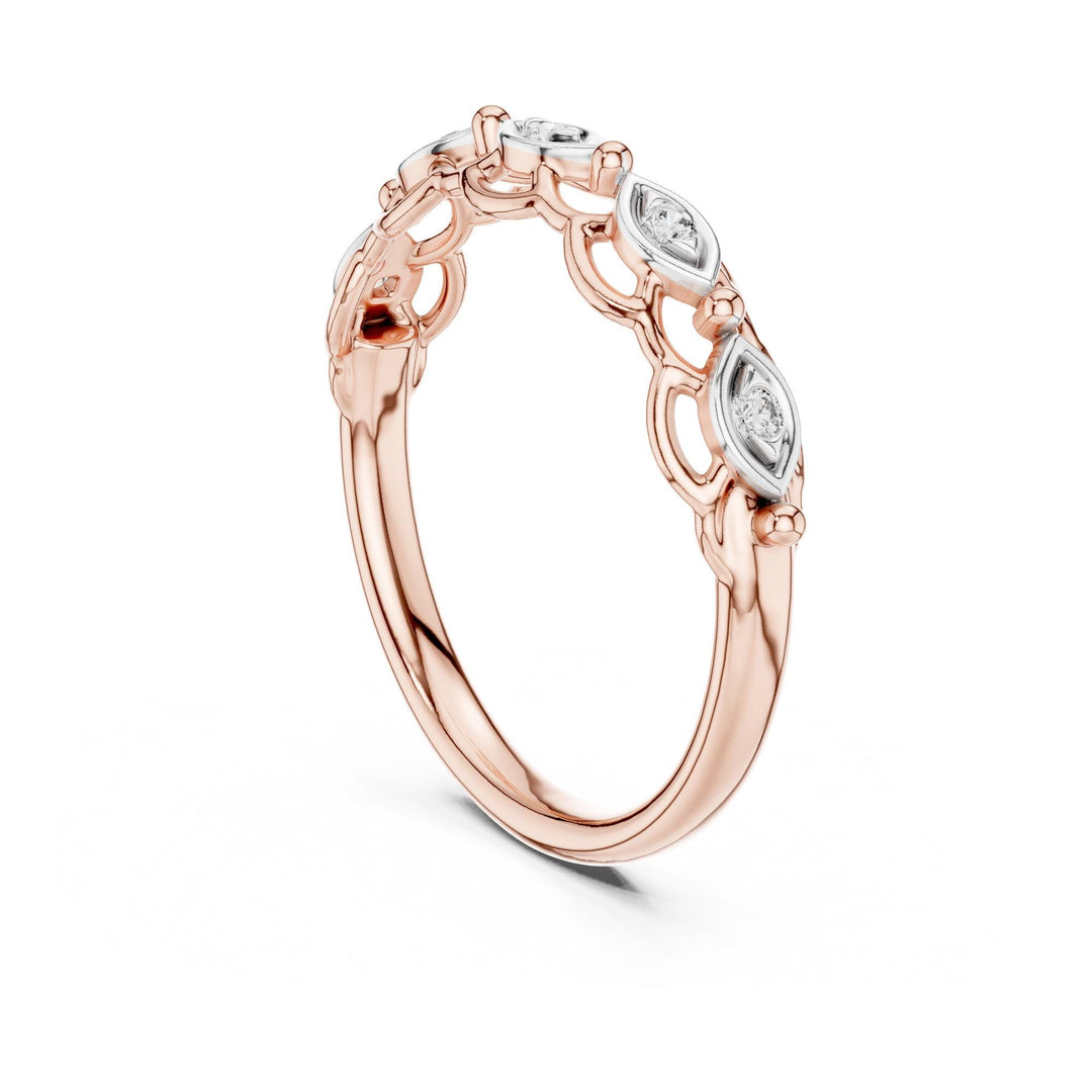 Round Cut Lab Grown Diamond Half Eternity Band, 0.06ct Total, Solid Gold