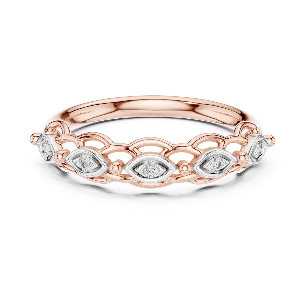 Round Cut Lab Grown Diamond Half Eternity Band, 0.06ct Total, Solid Gold