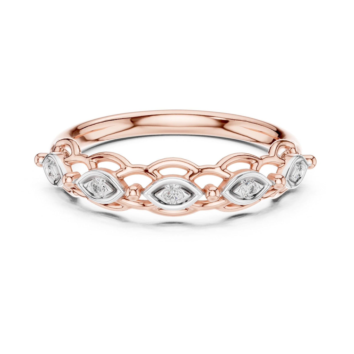 Round cut lab-grown diamond half eternity band, 0.06 CT TW, solid gold, view 9