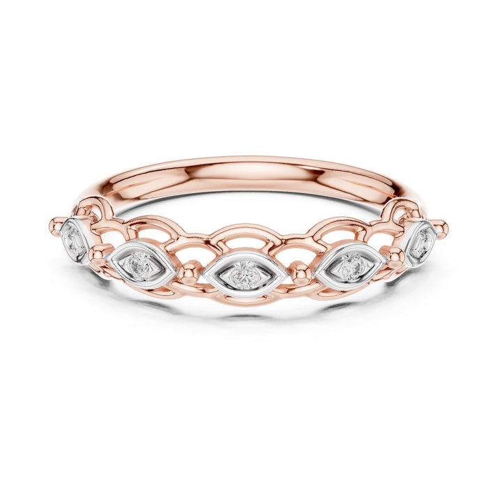Round Cut Lab Grown Diamond Half Eternity Band, 0.06ct Total, Solid Gold