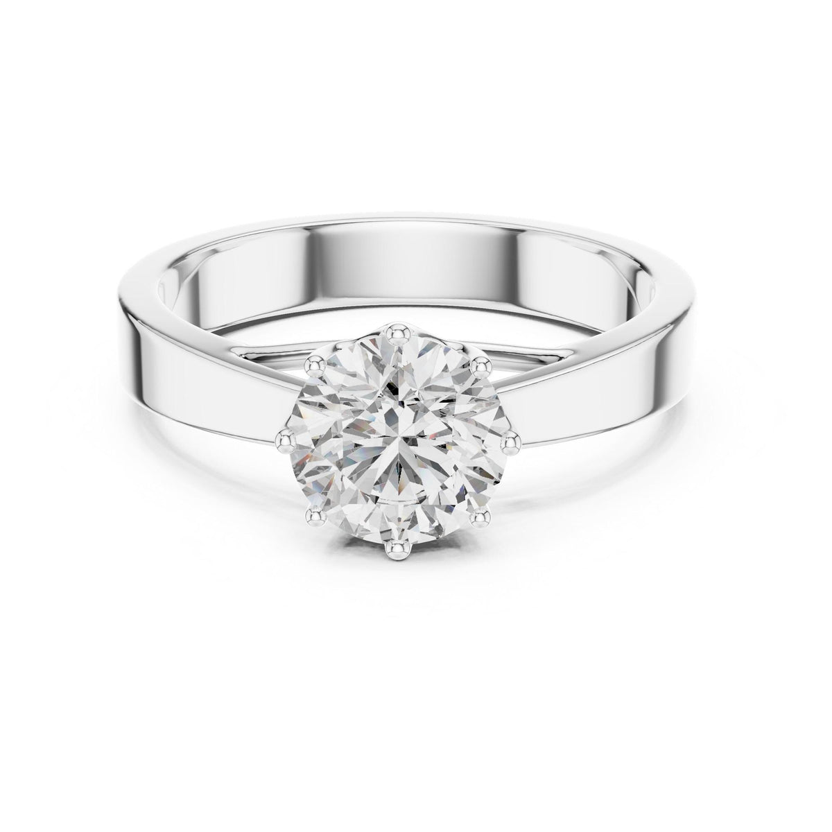Round Cut Lab Grown Diamond Solitaire Ring, 1.00ct Total, Solid Gold