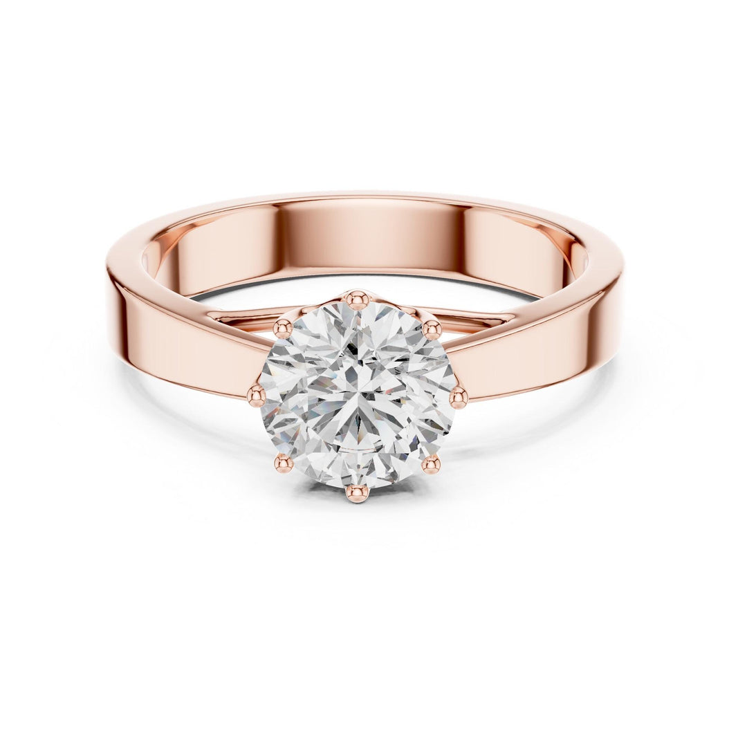 Round Cut Lab Grown Diamond Solitaire Ring, 1.00ct Total, Solid Gold
