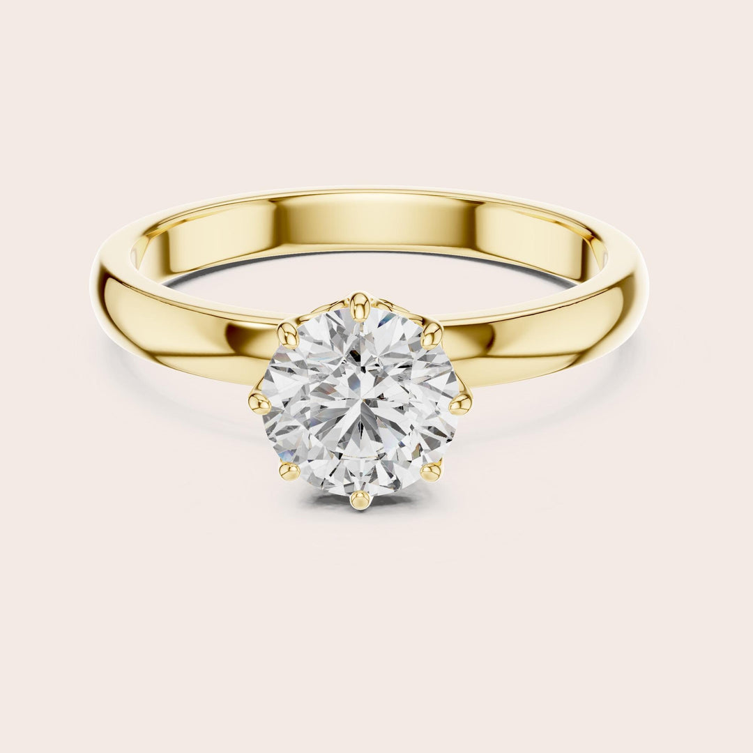 Round Cut Lab Grown Diamond Solitaire Ring, 1.00ct Total, Solid Gold