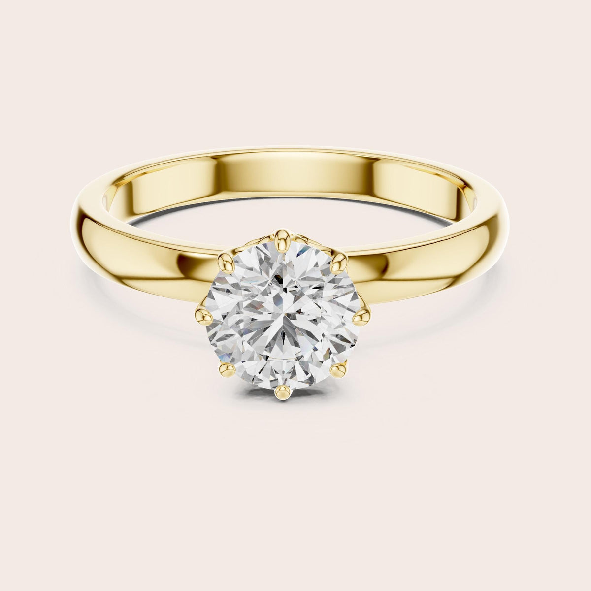 Round Cut Lab Grown Diamond Solitaire Ring, 1.00ct Total, Solid Gold