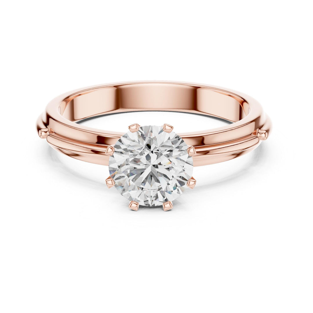 Round Cut Lab Grown Diamond Solitaire Ring, 1.00ct Total, Solid Gold