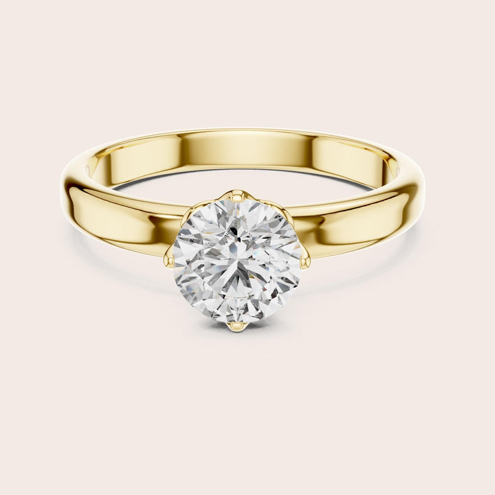 Round Cut Lab Grown Diamond Solitaire Ring, 1.00ct Total, Solid Gold