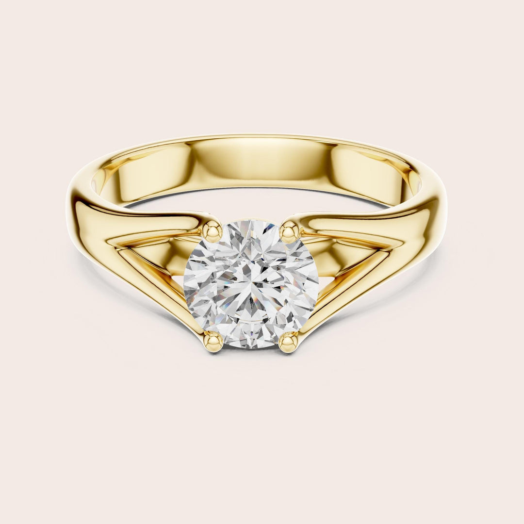 Round Cut Lab Grown Diamond Solitaire Ring, 1.00ct Total, Solid Gold
